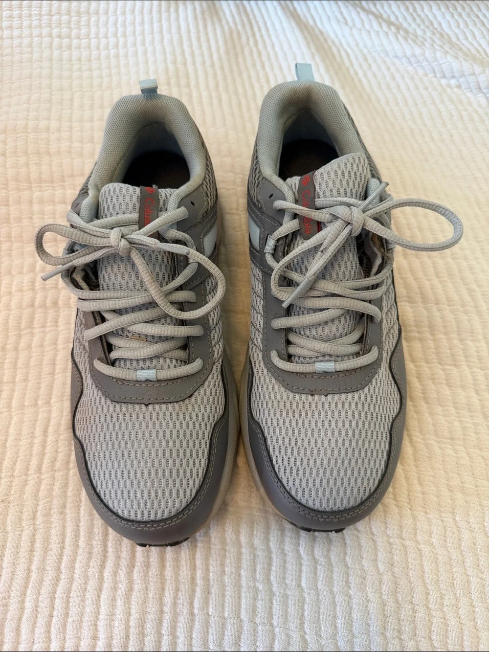 Women’s Gray Athletic Walking Shoes with Red Accent